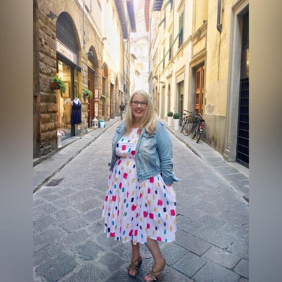 Plus Size ✨ Lane Bryant Confetti Multicolor Midi Dress with Pockets Size 26W - Picture 4 of 15